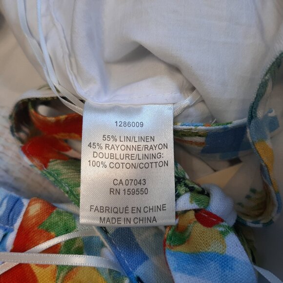 Rachel Zoe Women's Linen Blend Floral Crop Top Tropical Pineapple Size M - Picture 6 of 7